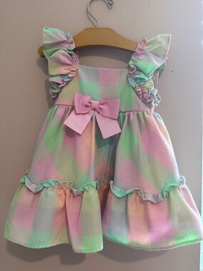 Bonnie Baby Pastel Plaid Dress in Pink, Green, Peach, Lavender
